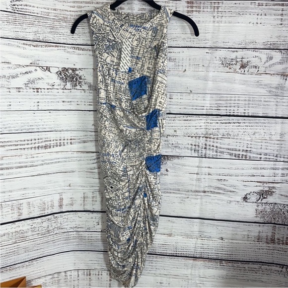 NWOT Urban Outfitters Amaya twist Y2k newspaper print bodycon cut out mini dress - Picture 5 of 10